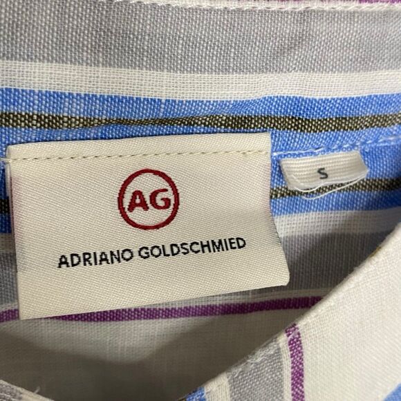 AG Adriano Goldschmied Shirt Womens S Linen Cotton Roll Tab Sleeve Coastal Beach - Picture 3 of 16